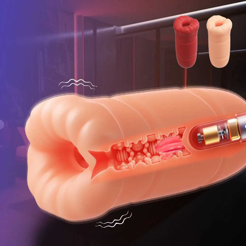 Automatic male masturbation cup vibrator deep throat oral sex cup tongue licking oral sex real vaginal penis oral sex toyXJ250319