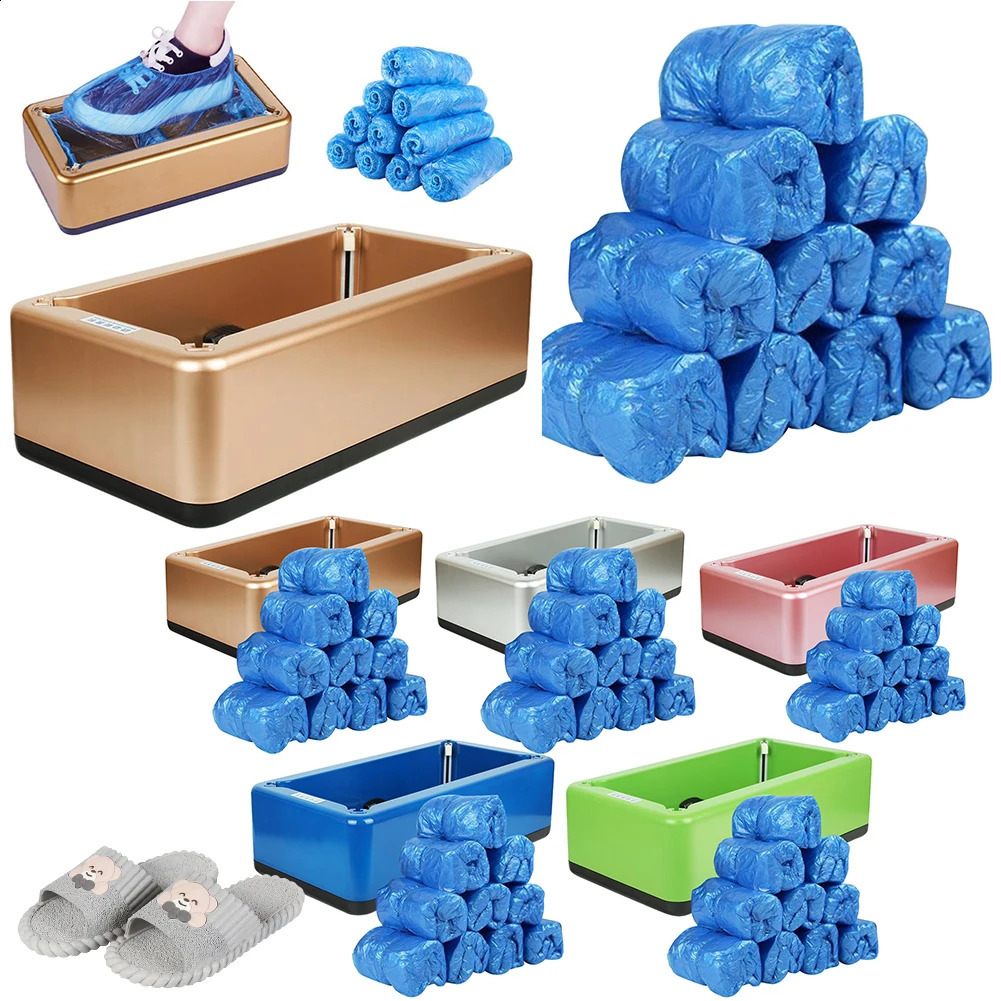 Automatic shoe cover dispenser with 100Pcs disposable covers portable film machine no need for indoor wipers 250318