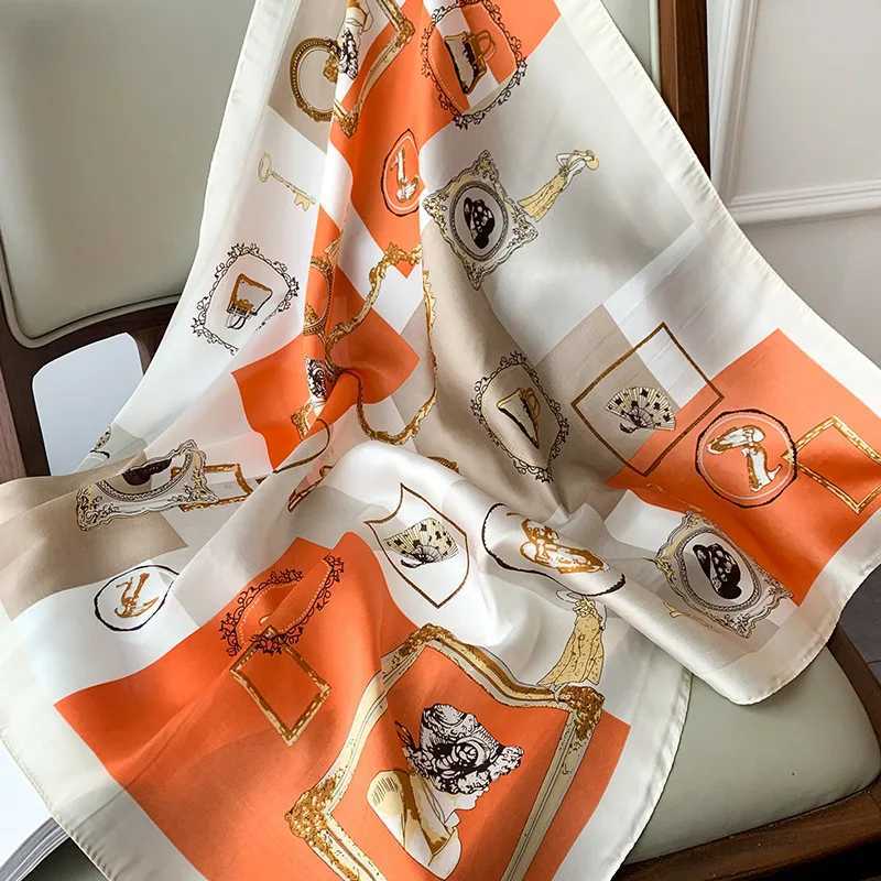 Luxury Design Printing Silk 70cm Square Scarf Wen Soft Satin Hairband Neckerchief Hijab band Foard Bag Ribbons Bandana X250319