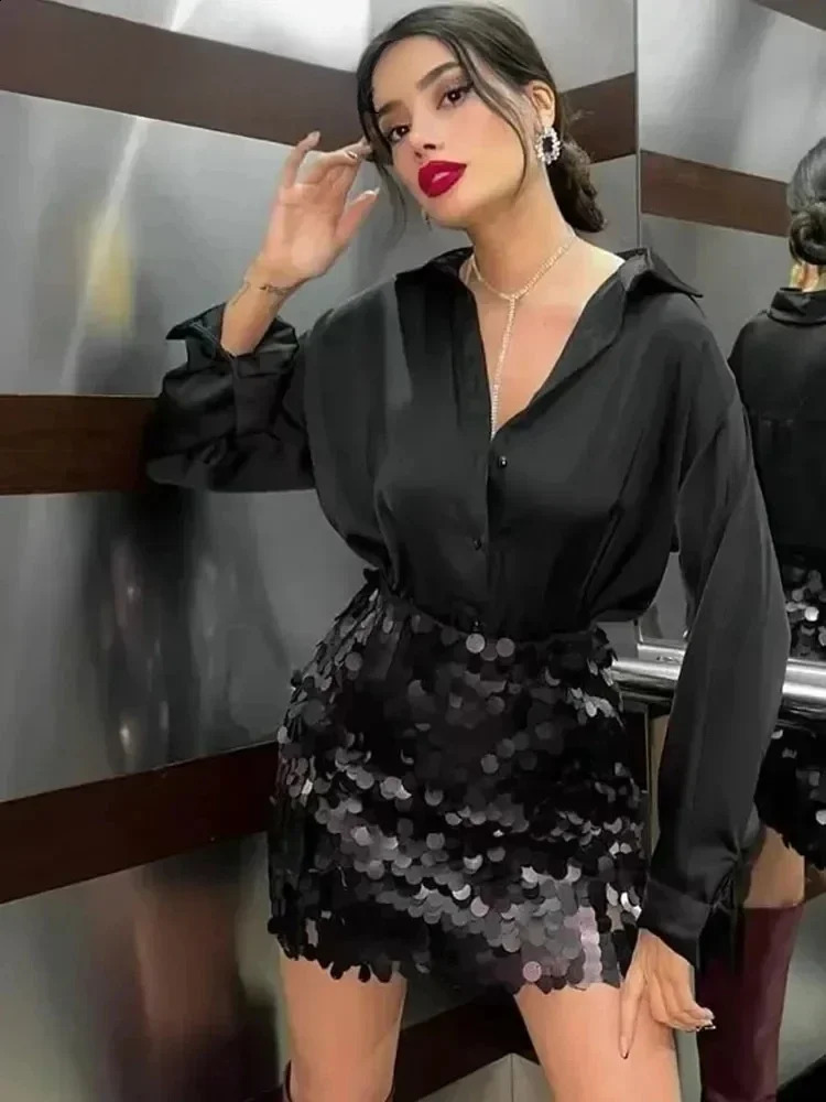 ASDS Mini Skirt For Women Sexy Sequin Short Skirts Vintage Y2k Women Clothing Summer Fashion Female Streetwear Skirt Mujer 250319