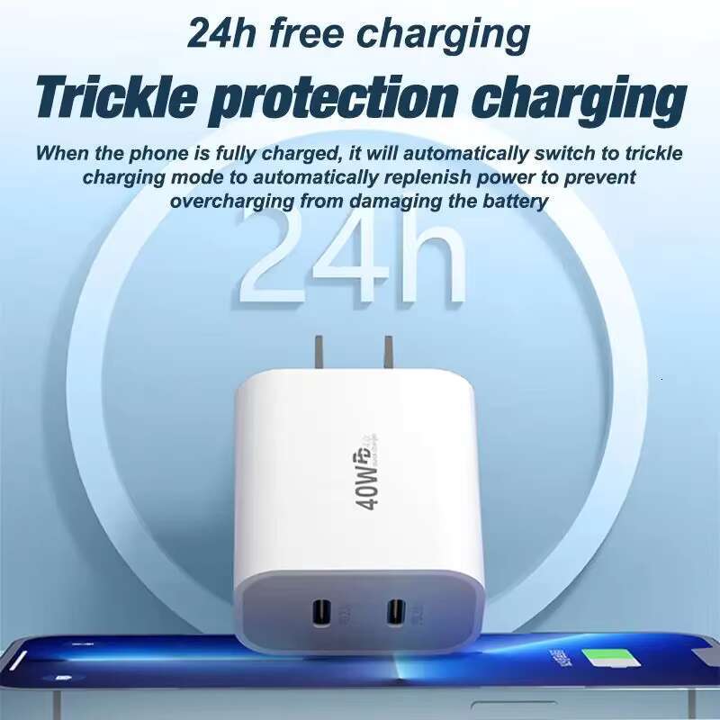 PD 40W Fast Charging Charger for IPhone Samsung EU US Plug 20W Dual USB C Type Quick Charge Adapter Mobile Phone Travel Chargers