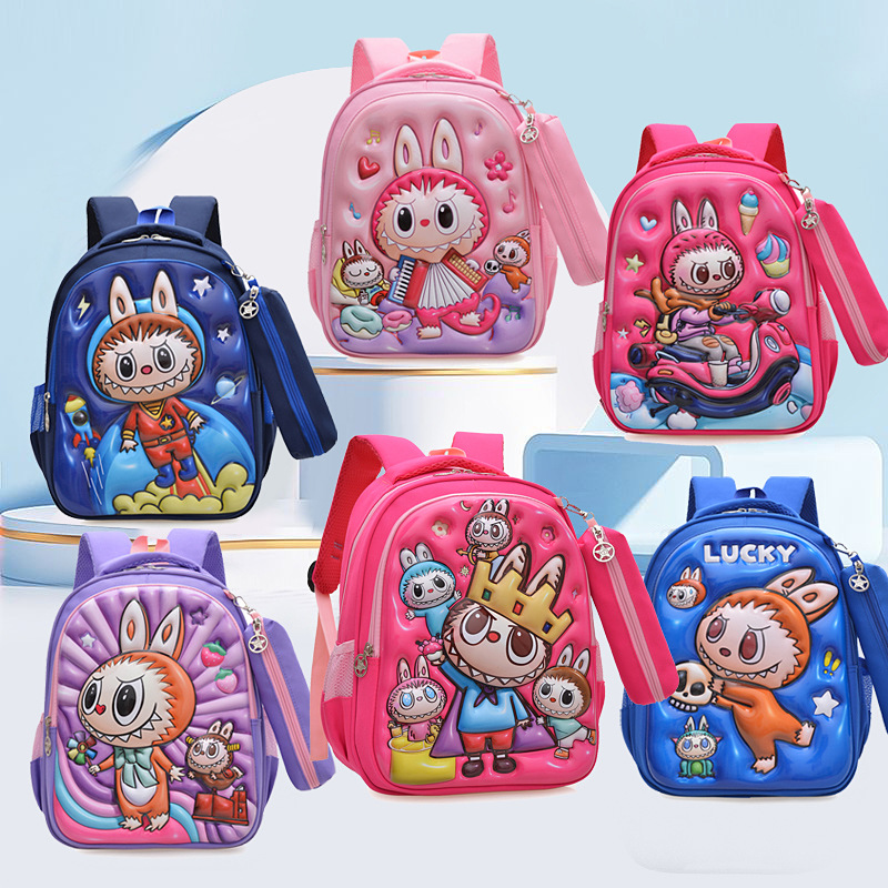 2025 Hot Sale Labubu Lightweight Kids Backpack With Spine Protection School Bookbag For Students