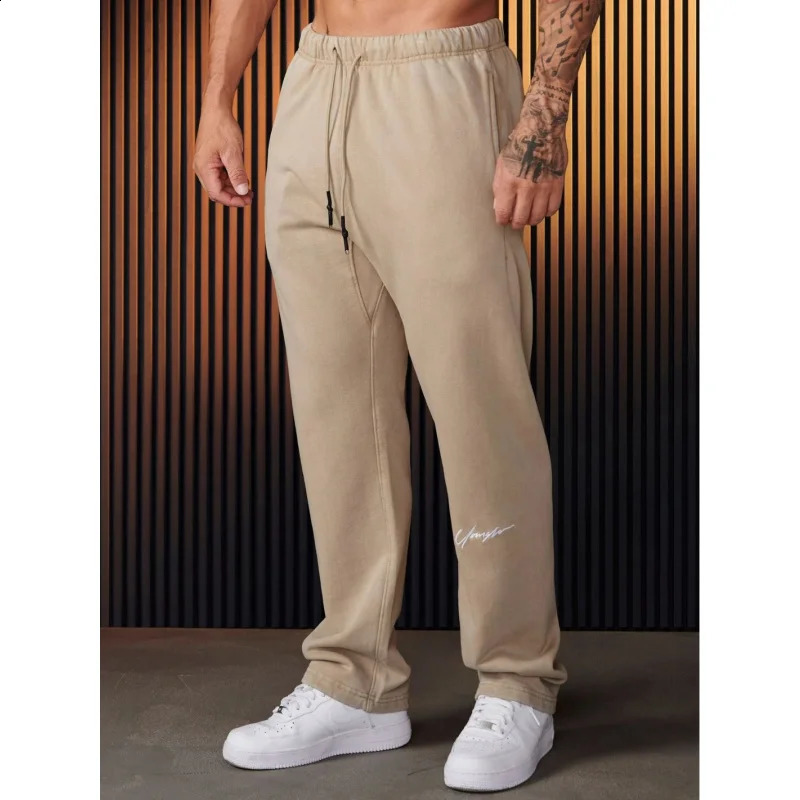 2025 Spring and Autumn Mens Sports Pants Heavy Terry Cloth Embroidered Long Jogger Fitness Straight Sweatpants 250311