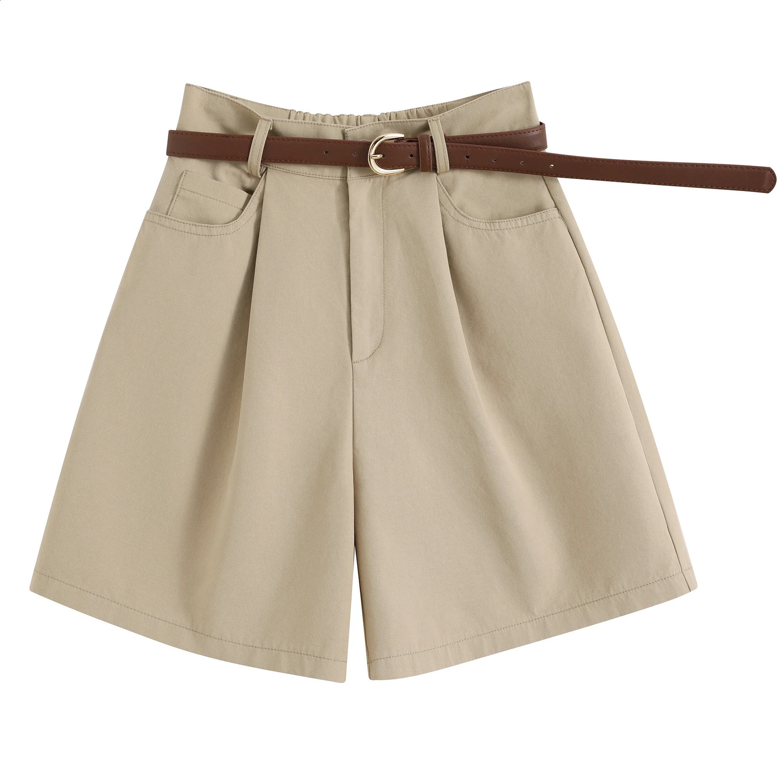 High Waist Summer Cotton Linen Womens Workwear Cargo Shorts Casual Loose Wide Leg Pants Fashionable Short Pants 250318