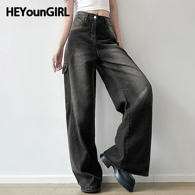 HEYounGIRL Harajuku Streetwear Baggy Jeans High Waist Slouchy Fit Casual Fashion Y2K Oversized Denim Pants Korean Spring Outfits 250317