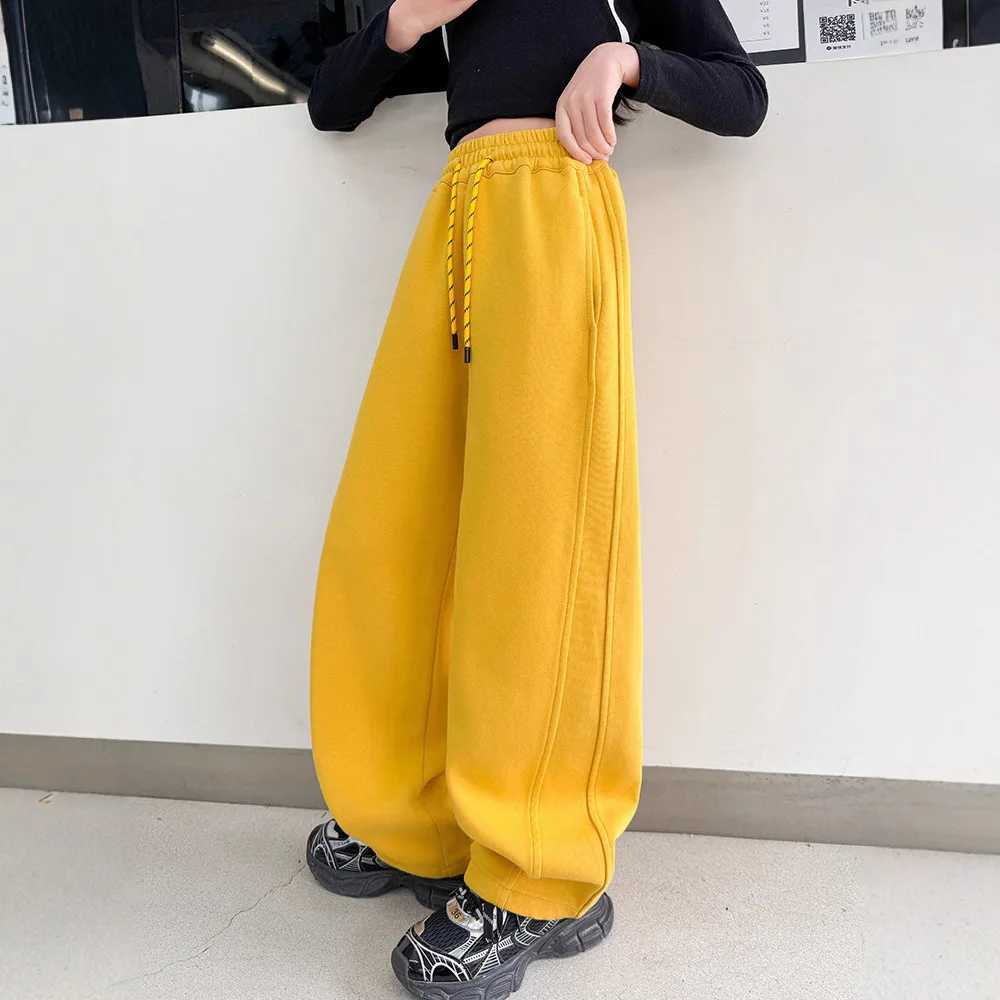 Spring autumn Kids Girls Cotton Sport Pants Casual Wide leg Teenage Girls Cargo Pants Children Trousers Beam Foot Pants PinkT250318