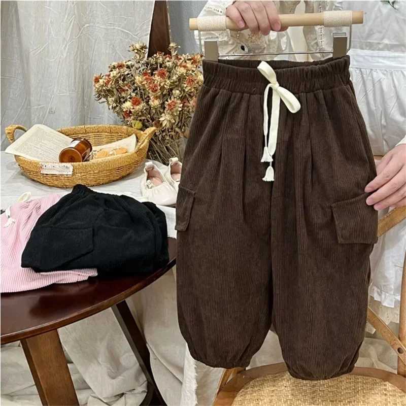 1-12Y Boys and Girls Work Pants Cool Childrens Hip Hop Trouser Spring/Summer Youth High Waist Casual Straight Pants Childrens ClothingT250318