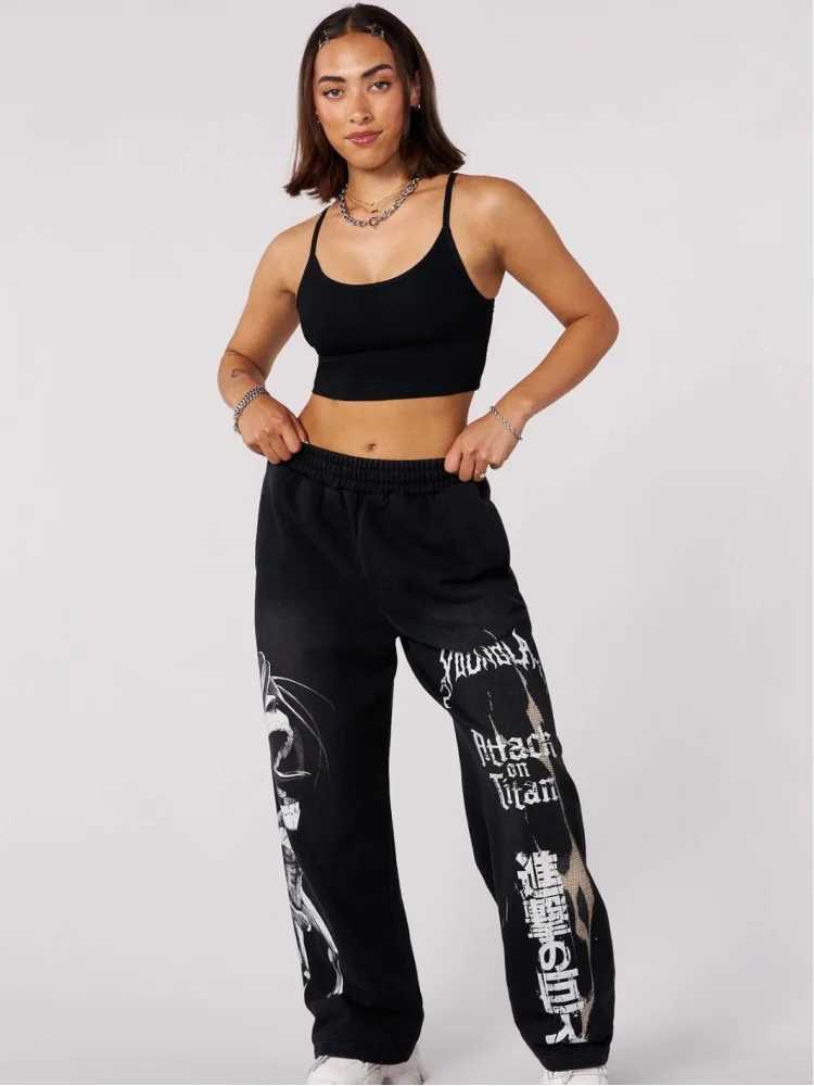 2025 New American Style Mens Pants Spring Autumn Anime Attack on Titan Print Jogger Cotton Loose Wide Leg Straight Pants X2503191