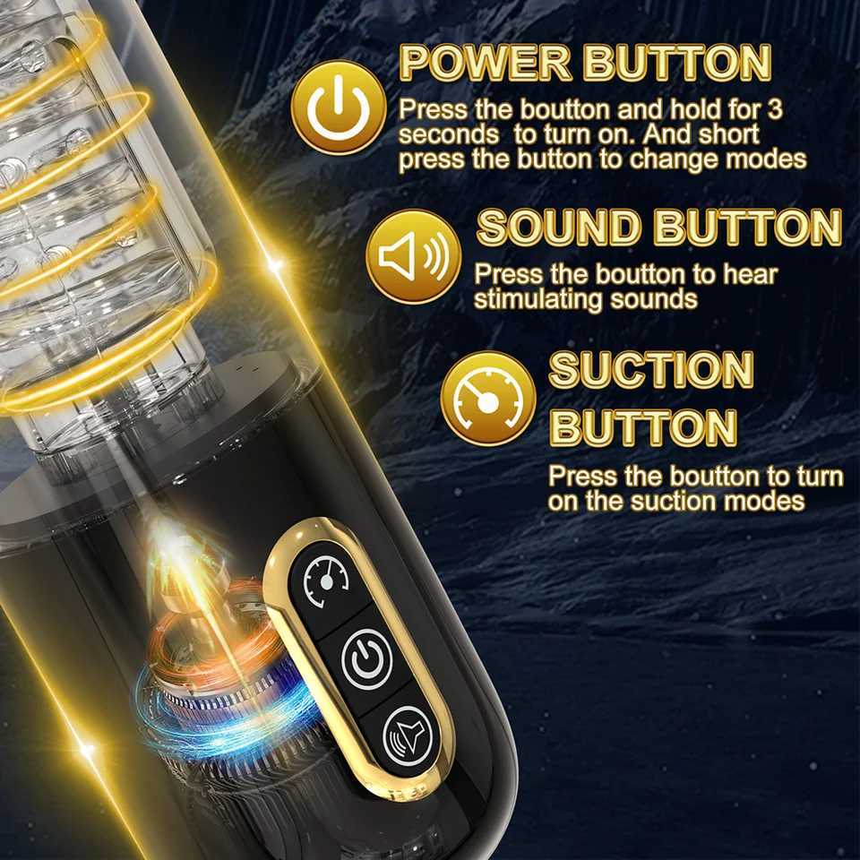 Fully Automatic Male Masturbator Vagina Rotation Telescoping Cup Deep Throat Blowjobs Dick Piston Massager For Men Adult Sex ToyXJ250319