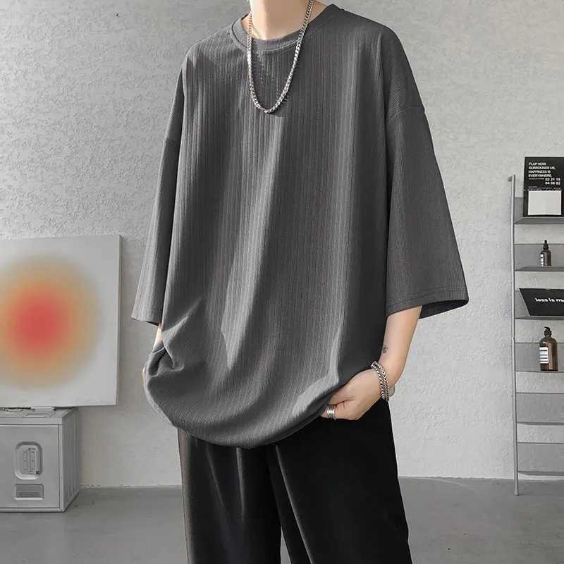 Mens summer T-shirt mens white cool T-shirt womens oversized 5XL Korean loose striped casual T-shirt mensT250318