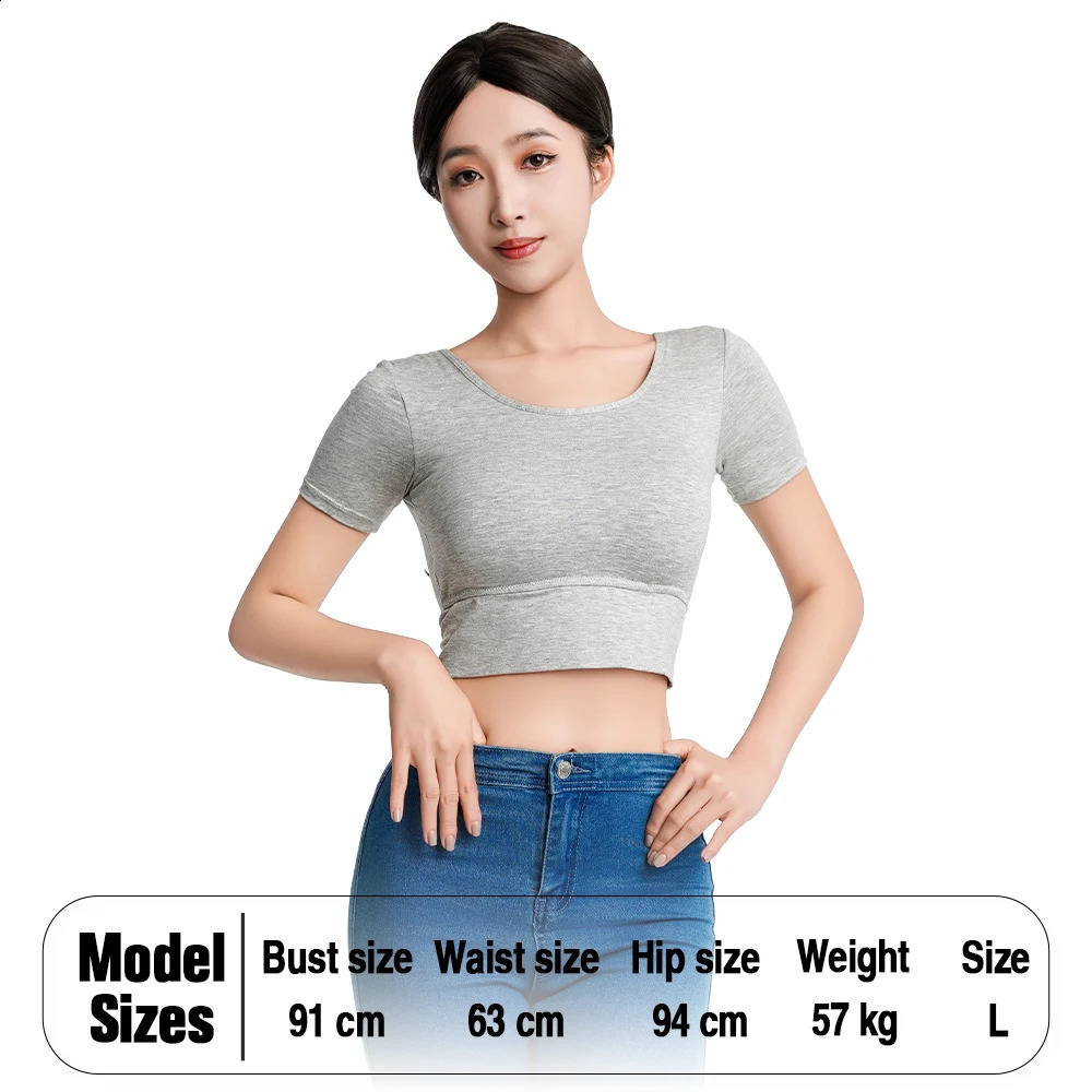 Womens Short Sleeve Tank Tops Backless Spring Summer Crop Tshirt Padded Slim Camisole Tees Bottoming 2025 Plus Size 250311