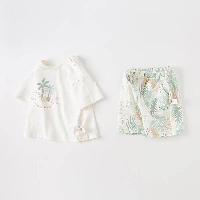 Dave Bella Childrens Suit Summer Boys Two-Piece Antibacterial Ventilate Cotton Casual Clothes Outdoors Sport DB2235052 250319