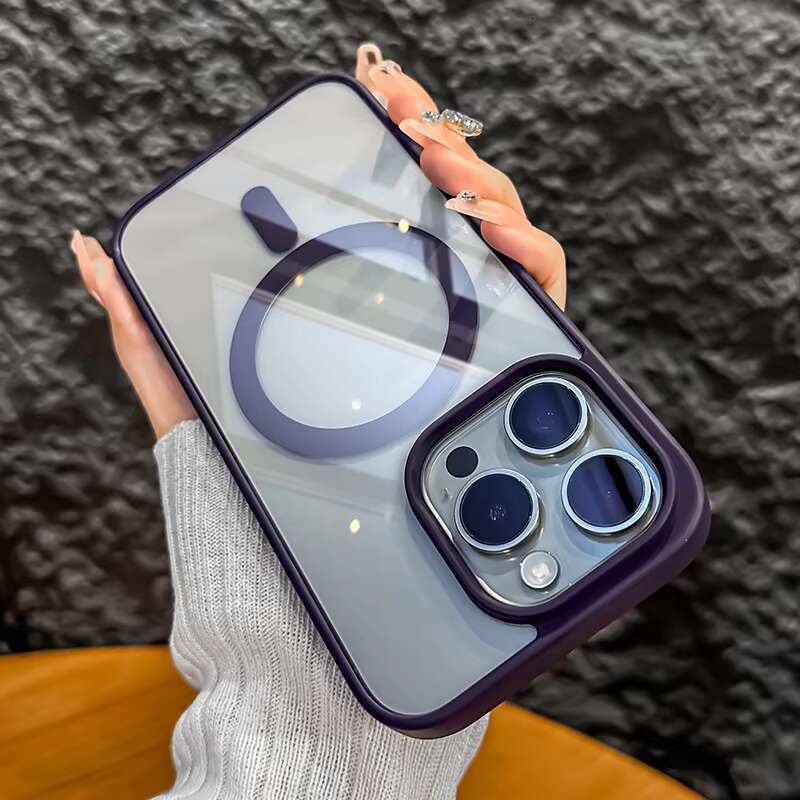 Shockproof Clear Transparent Phone Case for iPhone 12 13 14 15 16 Pro Max Wireless Charging Magnetic Back Cover Funda