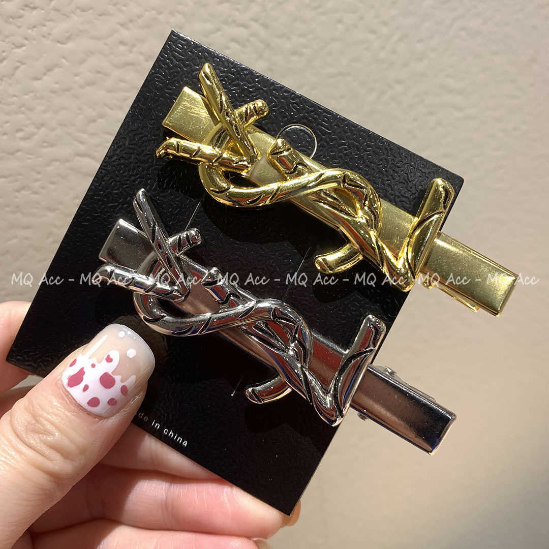 Hair Clips Barrettes Ys Gold Silver Leather Hair Clip with Bangs Sweet and Cool Girl Style Duckbill Versatile H250318