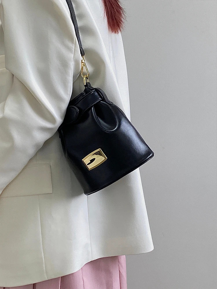 Fashion Womens Bucket Shoulder Bag Pu Leather Womens Mini Messenger Bag Womens Handbag 250317