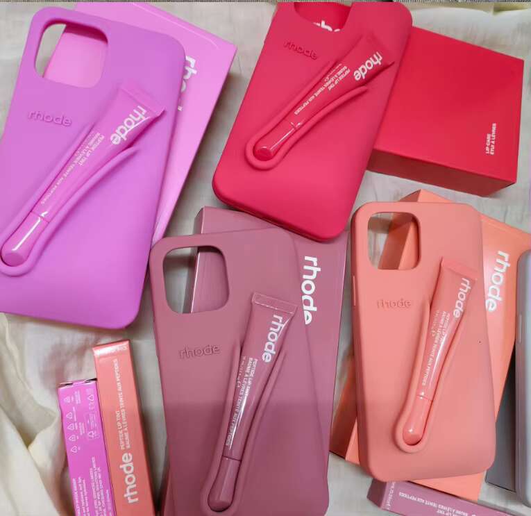New Fashion Design Gloss Phone Case for iPhone 15 Pro Max 14 13 Rhode 3D Silicone Lip Balm Anti Fall Protect Cover
