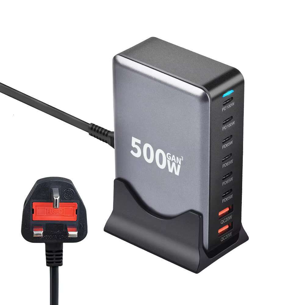 500W Super Fast Charging 6C2A Multiport Station Laptop Apple for iPhone Type C PD 100W Power Charger Adapter
