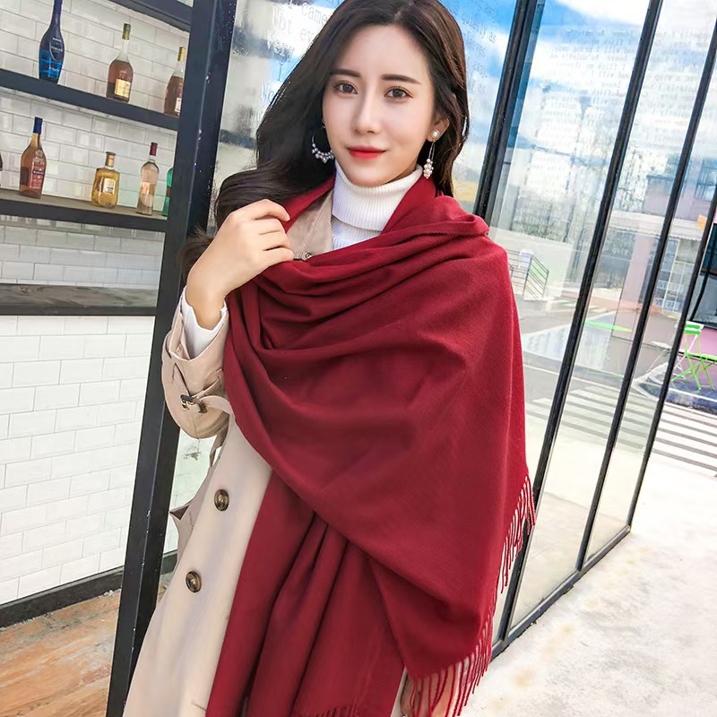 K963 24 autumn and winter solid color imitation cashmere scarf women's versatile super soft shawl cashmere neck scarf cross-border manufacturers 