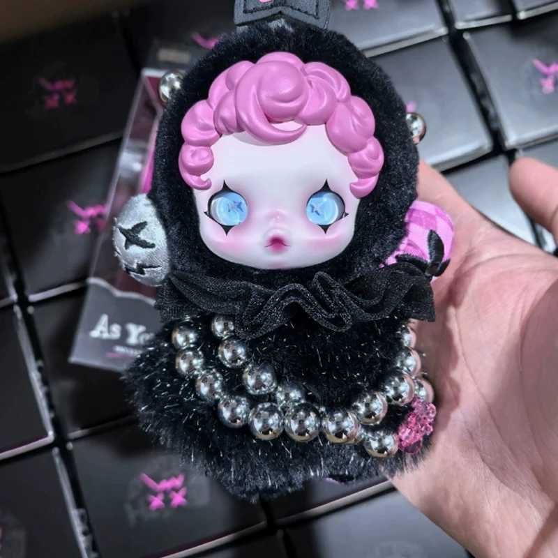 Popular Labubu plush toys SKULLPANDA Mokoko Zimomo Halloween Labubu keychain dolls Christmas gifts keychain childrens toys gifts X250318