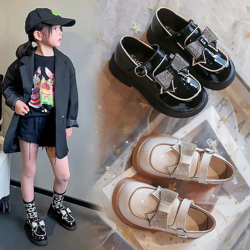Childrens casual shoes childrens leather girls party apartments slippers bowling Lolita 250319