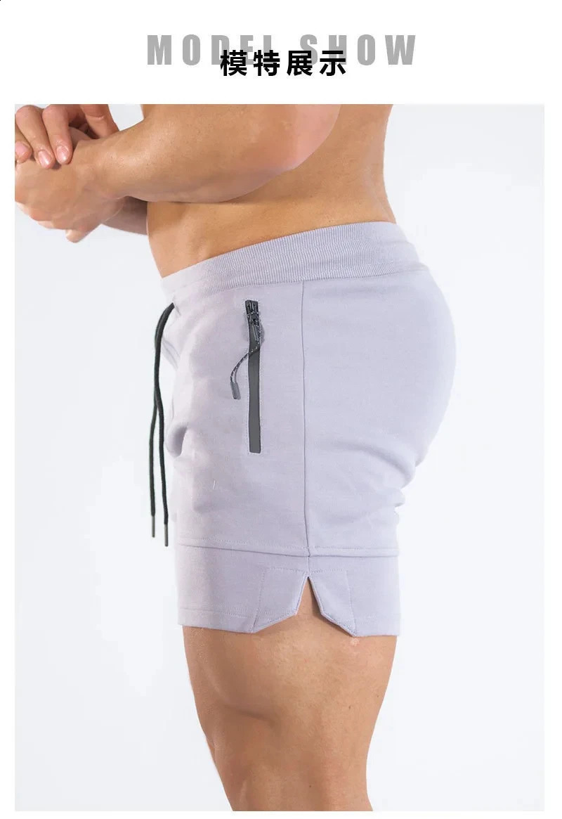 Summer running shorts quick drying breathable beach double zipper fitness mens training 250319