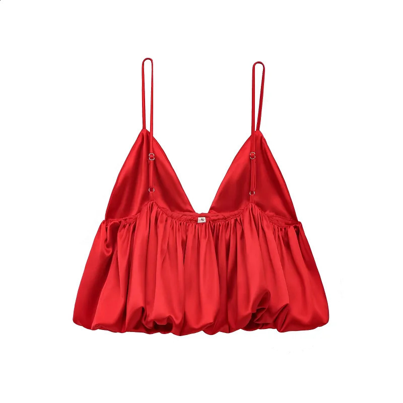TRAF Red Y2k Mini Sliding Top Womens Spring Sexy Elegant Tank Top Fashion Casual Party Sleeveless Backless Short Top 250314