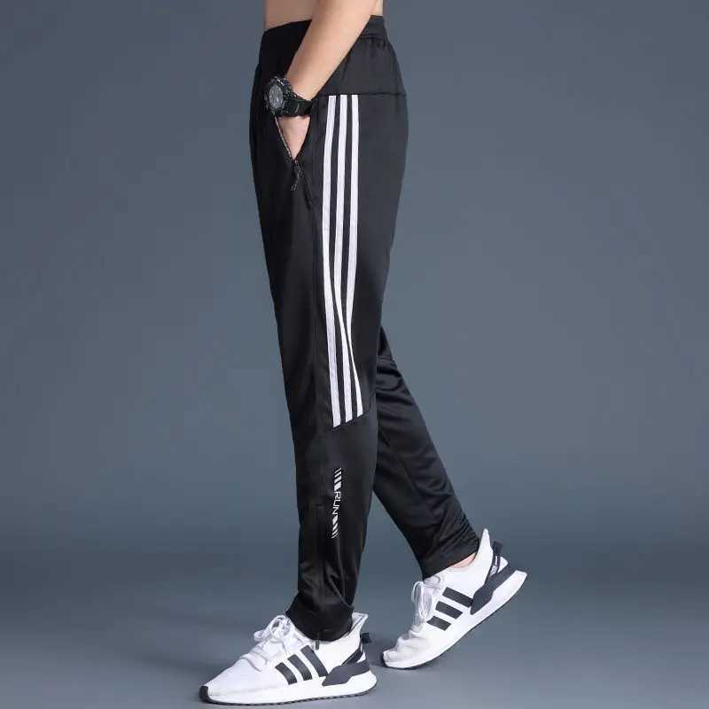 Sports Training Men Striped Tracksuit Capris Pants Spring Summer Thin Outdoor Breathable Cycling Joggers Quick Dry Sweatpants X250319