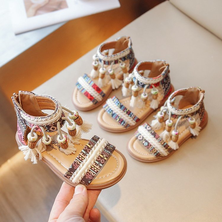 Girls sandals Little girls foreign style holiday shoes Roman shoes new summer children's beach shoes