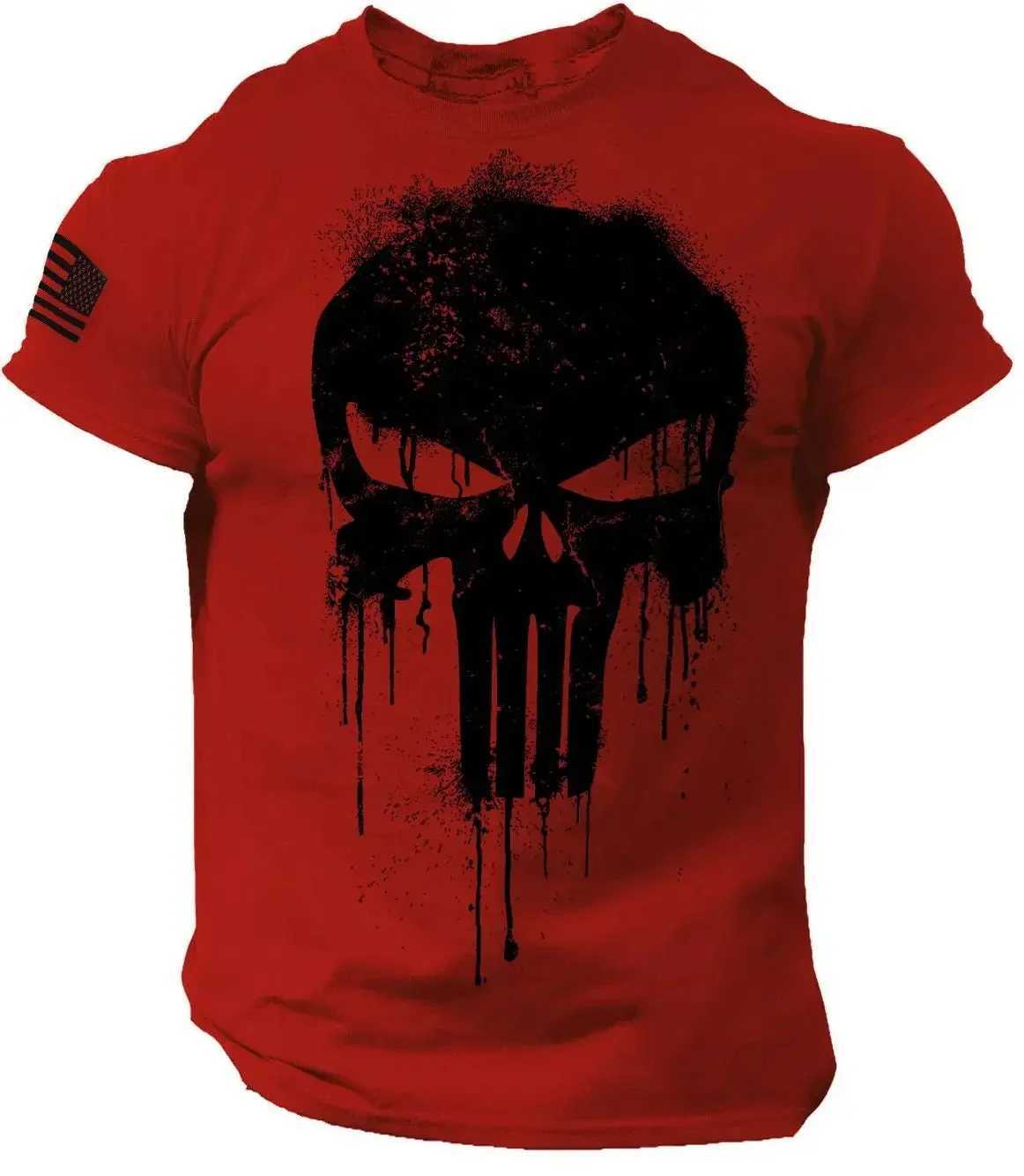 Street hip-hop mens minimalist skull T-shirt short sleeved 3D printed round neck casual summer clothingT250318