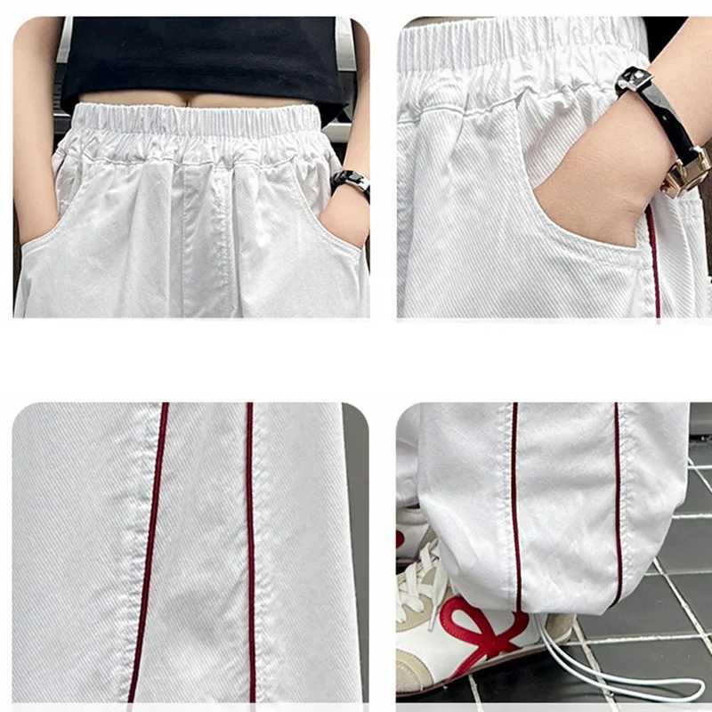 Childrens Spring and Summer White Pants Girls Casual Trouser with Side Stripes Childrens Fashion Sports Pants 4 5 7 9 11 14 YT250318