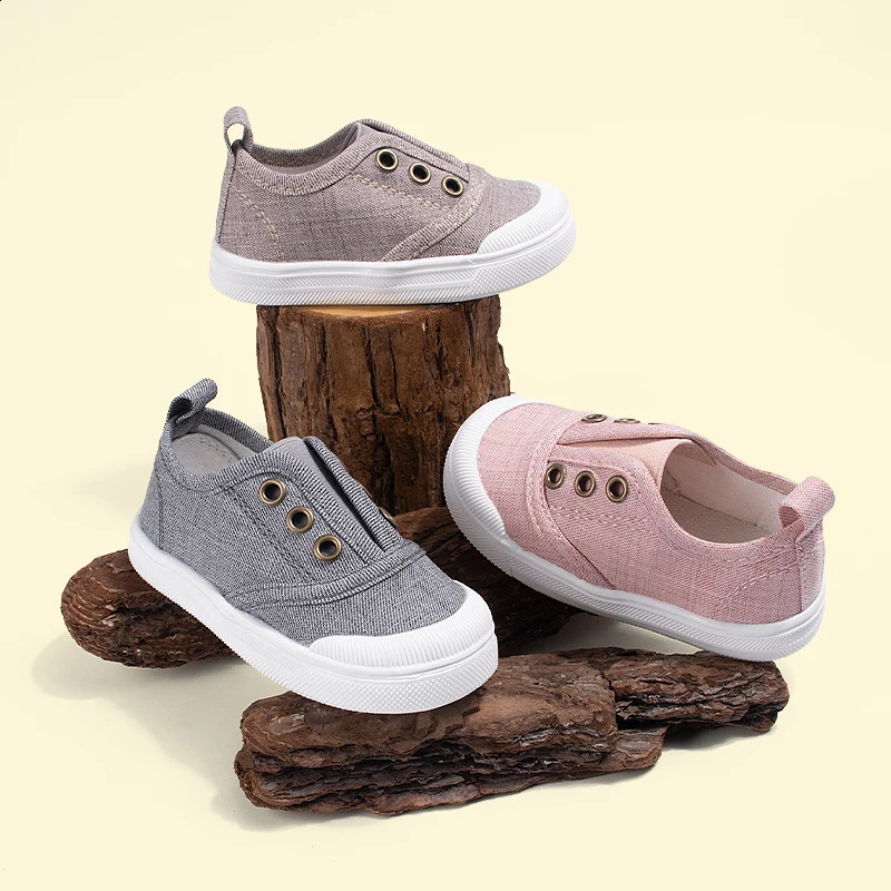 EDUBA 2025 Spring Elastic Slip-On Canvas ShoesBoys Girls Casual Shoes with Eyelets Lightweight Cold Adhesive Kids Shoes EW5S80 250319