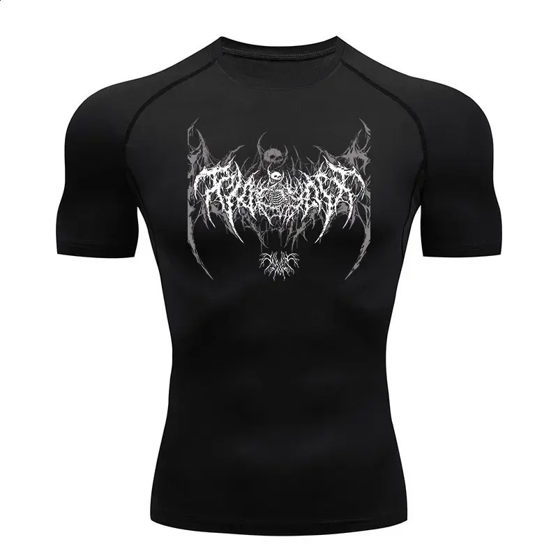 Y2K Compression Shirt Men Fitness Gym Skeleton Sport Running T-Shirt Rashgard Tops Tee Quick Dry Short Sleeve T-Shirt For Men 250319