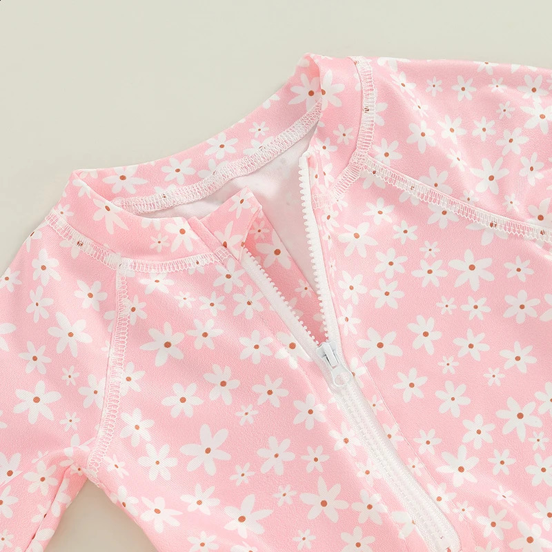 Infant Baby Girl Swimsuit Long Sleeve Zip Swimwear Bathing Suit Beach Wear 250319