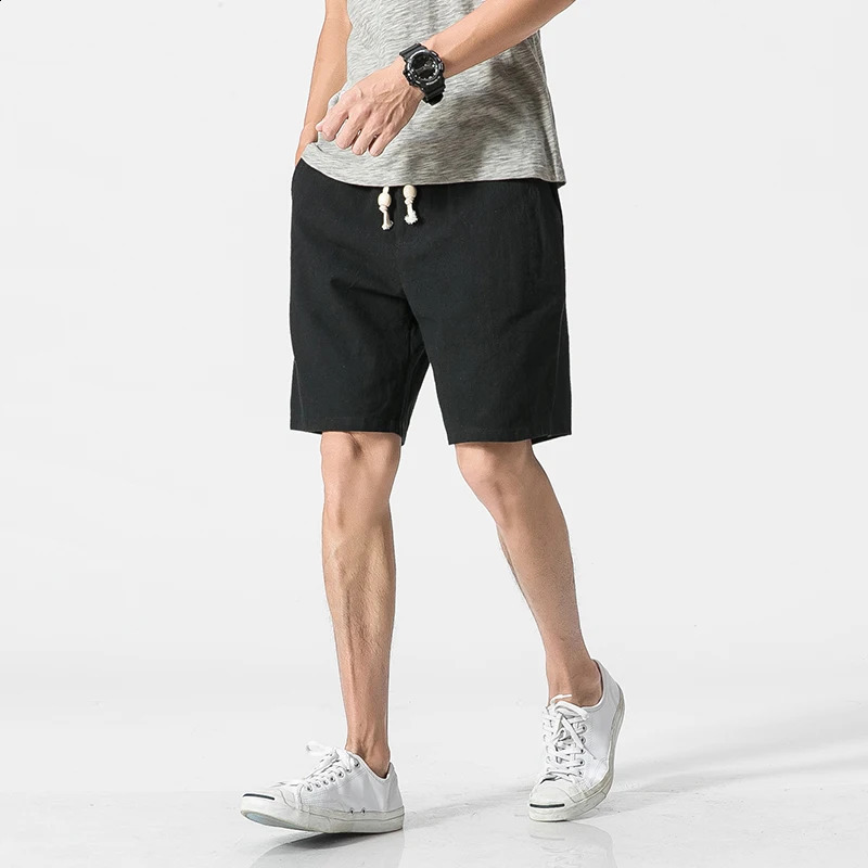 Shorts Men Cotton Linen Casual Shorts Mens Sweat Pants Summer Breathable Comfortable Drawstring Soft Shorts Men Streetwear Pants 250317