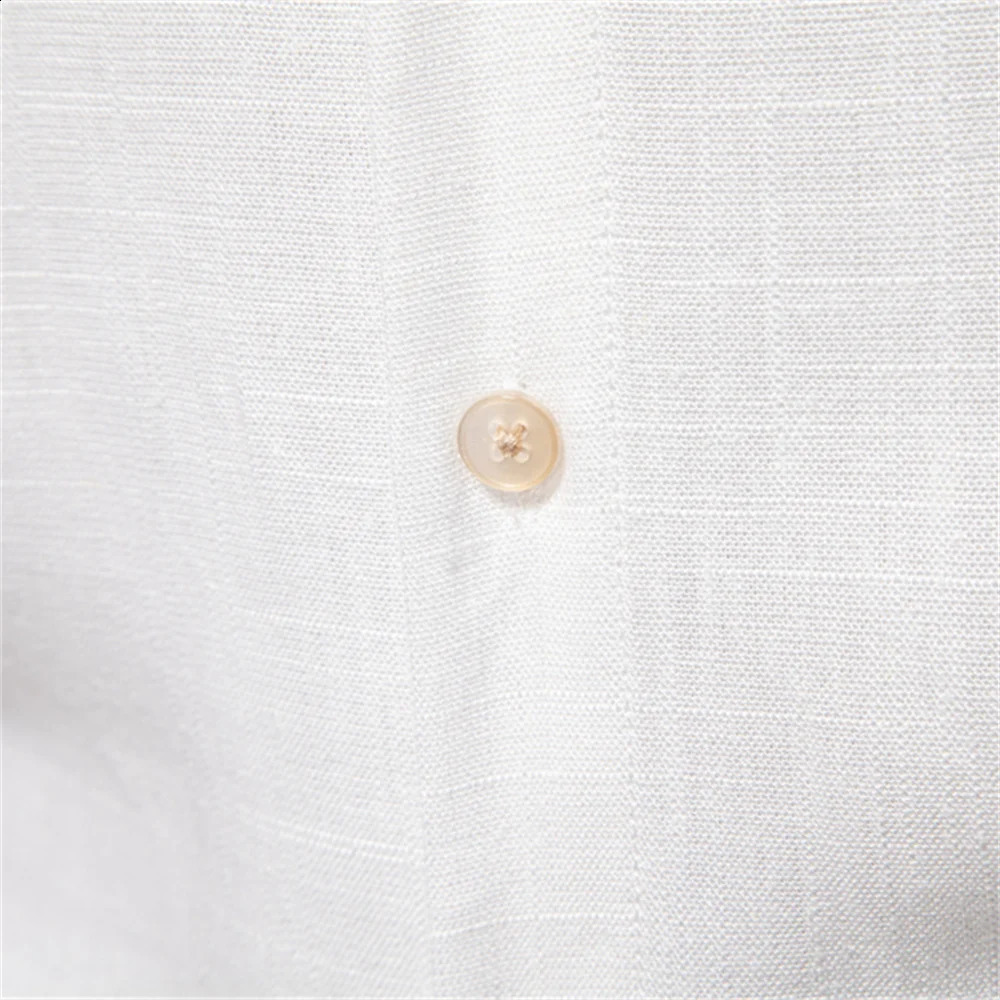 2025 Mens Solid Color Linen Long Sleeve Shirt - Casual Button-Down Collar Shirt for Men 250313