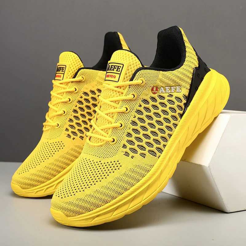 High quality mens running shoes large-sized 46 47 breathable mesh tennis shoes mens fashionable yellow ultra light mens sports shoes Z250319