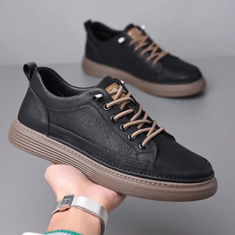 Italian Genuine Leather Casual Shoes Mens Lace Up Oxford Shoes Outdoor Jogging Shoes Office Mens Dress Shoes Sneakers Man 250314