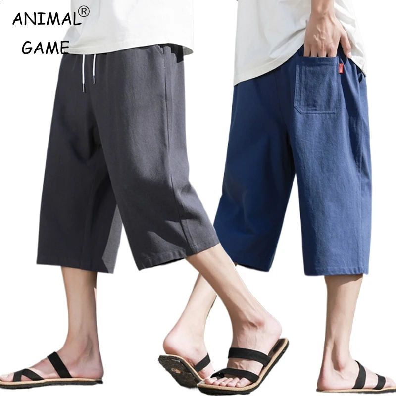 Linen Short Pants Summer Cotton Solid Color Shorts Large Lightweight Shorts Men Beach Shorts for Men Breathable Sweatpants 250317