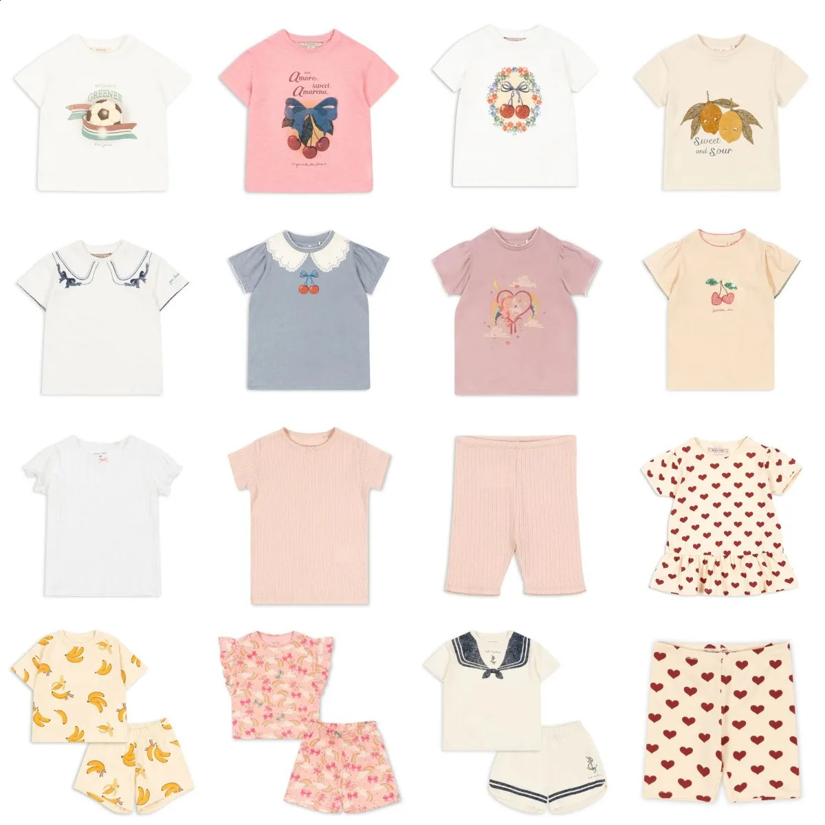 2025ss KS Summer Kids Boys Girls Clothes Cute Print Short-sleeved T-shirt Childrens Clothing Baby Girls Boys Outfit Set 250319