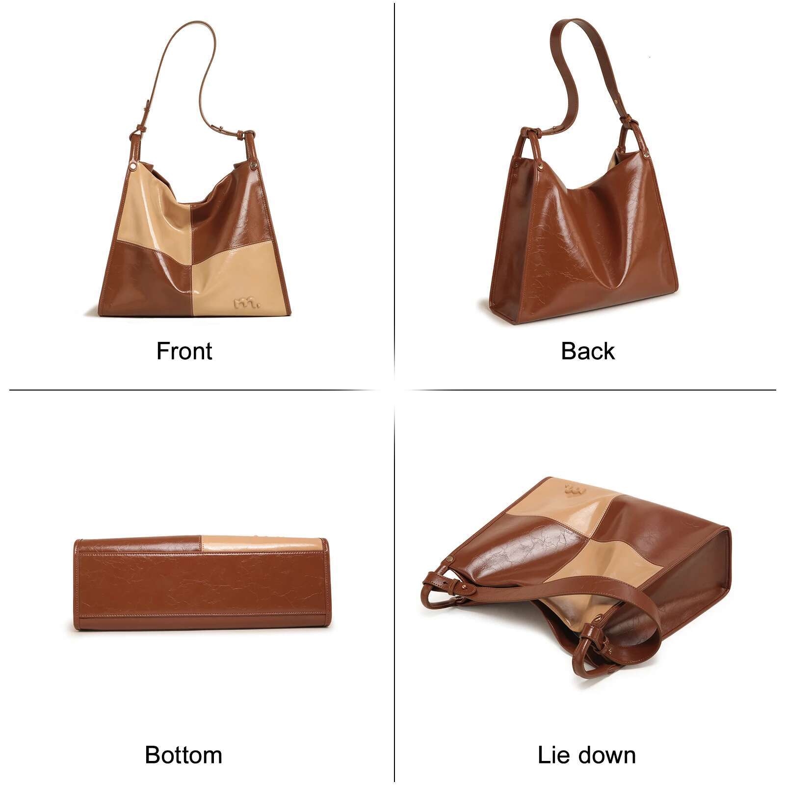 ITAMOOD Color Block Splicing Ladies Tote Leather Women's Handbag Original Designer Brand Shoulder Bag