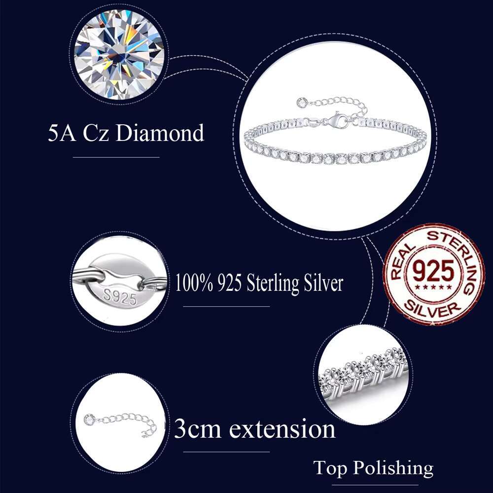 Fashion chain tennis 3mm straight pull adjustable pure sier bracelet for women