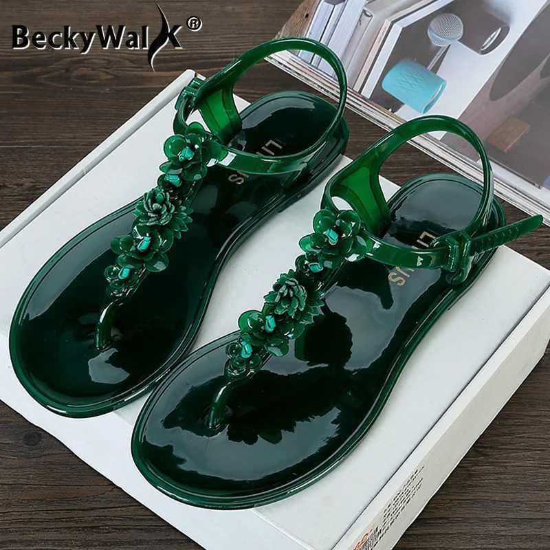 New Arrival New Summer Women Flat Sandals Female Beach Casual Slipper Jelly Shoes Woman PVC Flowers Flip Flops Shoes Ladies Sandals WSH3541 T250318