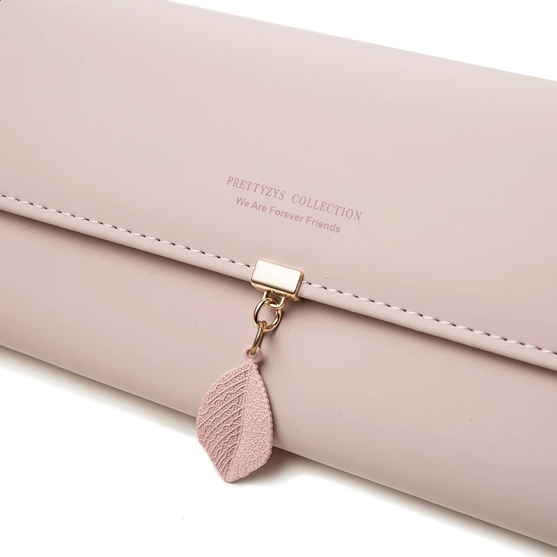 selling spring and summer womens PU leather Japanese and Korean small leaf pendant three fold bag large capacity 250318
