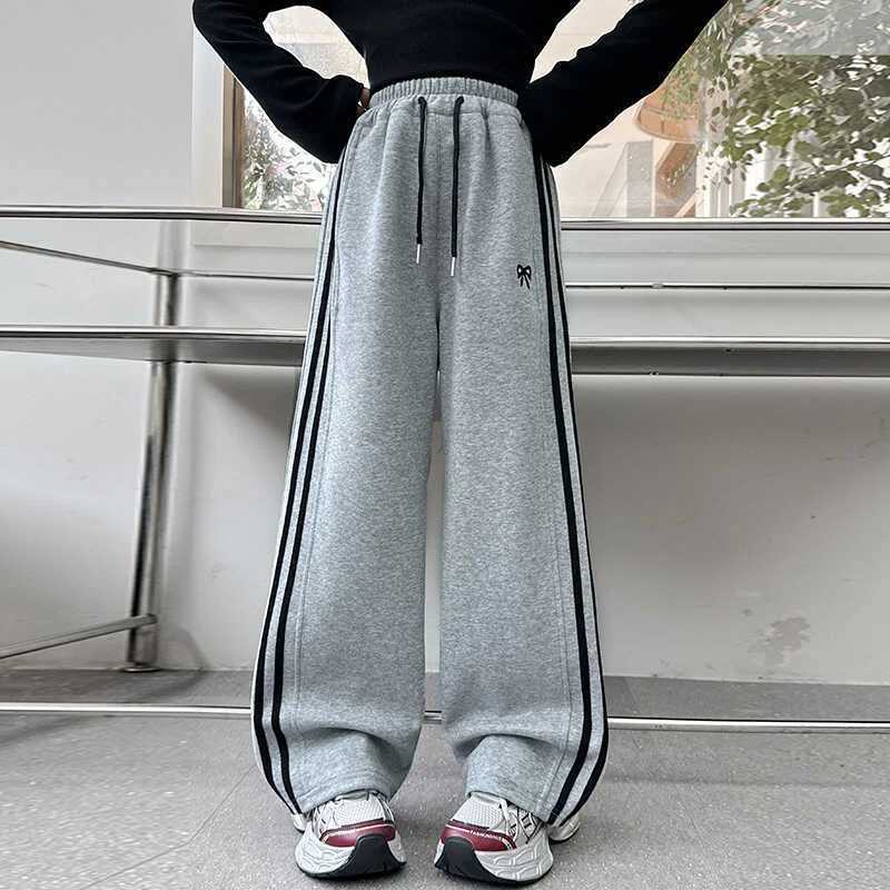 Girl Sports Pants Teenager Spring Wide-leg Casual Trousers 2025 New Childrens Straight Loose Pants Kids Autumn ClothingT250318