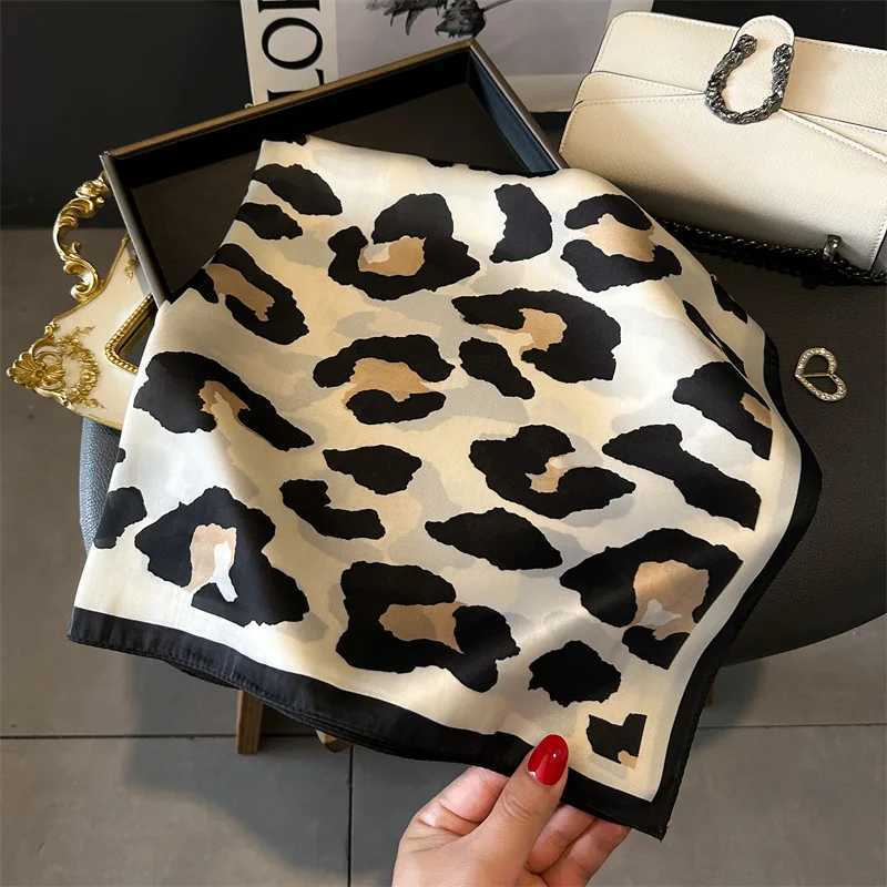 2024 new leopard print square scarf Wens imitation silk scarf casual edition decorative small neck scarf 70CMx70CM X250319