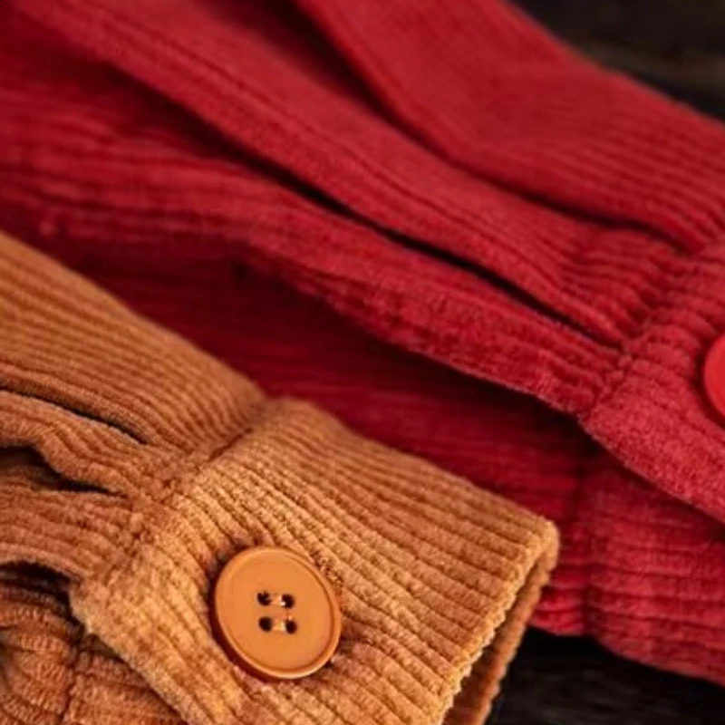 Corduroy jacket womens lapel 4 colors simple single chest student clothing autumn full match Korean style 250317
