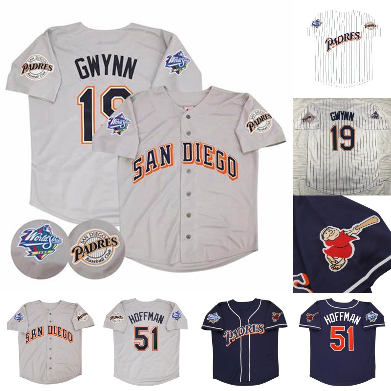 1998 World Series Padres Jersey 2 Jeter 19 Tony Gwynn 21 Ken Caminiti Joyner 23 Greg Vaughn Hoffman GWYNN Hoffman Vaughn Custom Baseball Jerseys