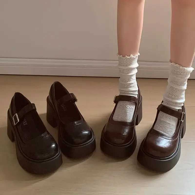 Black Super High Heels Mary Jane Shoes Women 2023 Gothic Shorty Platform Pump Womens Plus Ankle Buckle Party Lolita Shoes 42XJ250319
