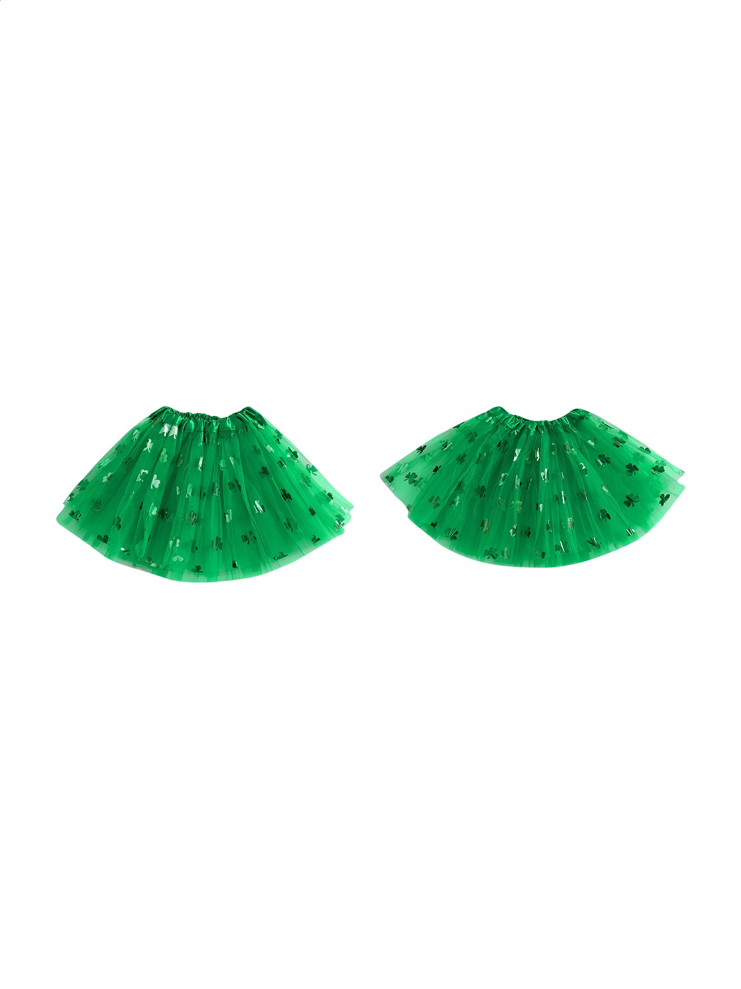 St Patrick s Day Green Clover Print Tutu Skirt for Baby Girls Elastic Waist A-Line Princess Skirt Toddler Outfit Cute Clothes 250319