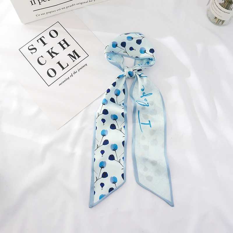 100cm*7cm Summer long fashion women small scarf scarves women flowers hair ribbon hairband white skinny scarf white X250319